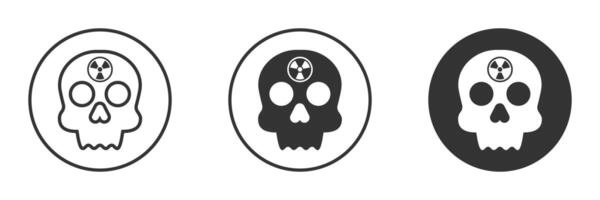 cráneo icono con radiación símbolo. vector ilustración.
