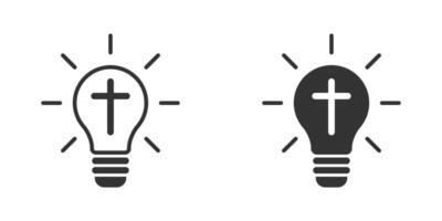 Light bulb with christian cross inside. Vector illustration.