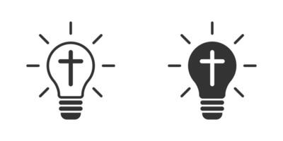 Light bulb with christian cross inside. Vector illustration.