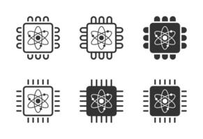 Quantum computing icons set. Vector illustration.