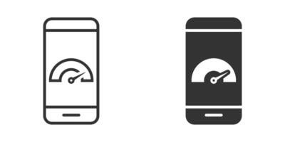 Smartphone speed test. Productivity icon. Vector illustration.