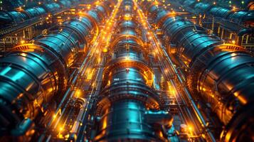 AI generated Pipelines of refinery. A electrician tech tips photo