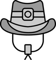 vaquero sombrero línea lleno escala de grises icono vector