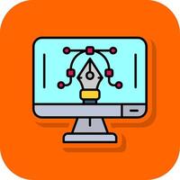 Graphic editor Filled Orange background Icon vector