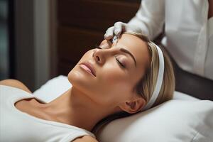 AI generated Professional cosmetic botox procedure at beauty salon photo
