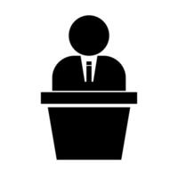 Podium and president silhouette icon. Politician silhouette icon. Vector. vector