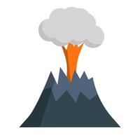 plano diseño en erupción volcán icono. vector. vector