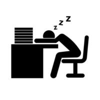 persona cansado y dormido desde trabajo silueta icono. vector. vector