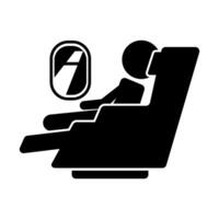 Person sitting in first class airplane seat silhouette icon. Vector. vector