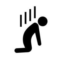 Kneeling depressed person silhouette icon. Vector. vector