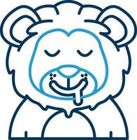 babear línea azul dos color icono vector