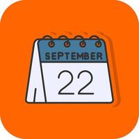 22nd of September Filled Orange background Icon vector
