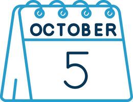 5th of October Line Blue Two Color Icon vector