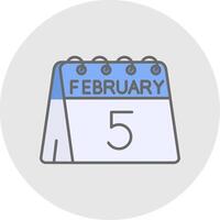 5th of February Line Filled Light Circle Icon vector