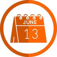 13th of June Glyph Orange Circle Icon vector