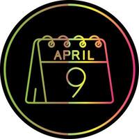 9th of April Line Gradient Due Color Icon vector