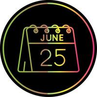 25th of June Line Gradient Due Color Icon vector