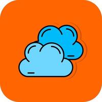 Overcast Filled Orange background Icon vector