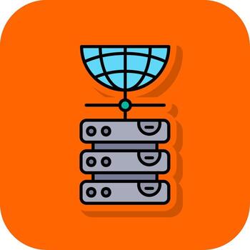 base de datos lleno naranja antecedentes icono vector