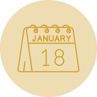 18 de enero línea amarillo circulo icono vector