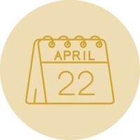 22 de abril línea amarillo circulo icono vector