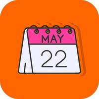 22nd of May Filled Orange background Icon vector