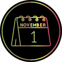 Primero de noviembre línea degradado debido color icono vector
