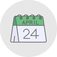 24th of April Line Filled Light Circle Icon vector