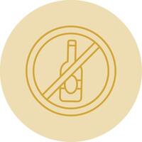 No alcohol línea amarillo circulo icono vector