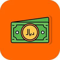 Riyal Filled Orange background Icon vector