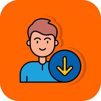 Down Filled Orange background Icon vector