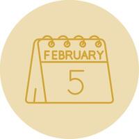 5th of February Line Yellow Circle Icon vector