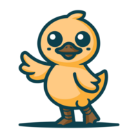 AI generated cartoon cute duck icon character png