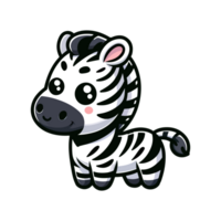AI generated cartoon cute zebra icon character png