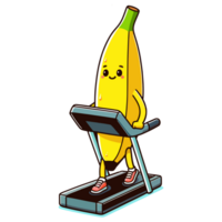 ai généré dessin animé personnage en bonne santé banane tapis roulant png