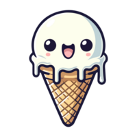 AI generated cartoon cute ice cream icon character png