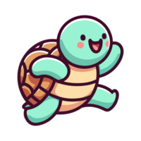 AI generated cartoon cute turtle icon character png