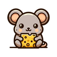AI generated cartoon cute mouse and cheese icon character png
