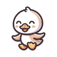 AI generated cartoon cute duck icon character png