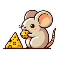 AI generated cartoon cute mouse and cheese icon character png