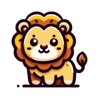 AI generated cartoon icon character cute lion png