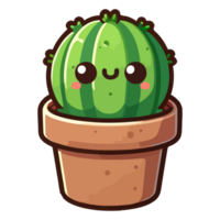 AI generated cute cactus in pot icon character png