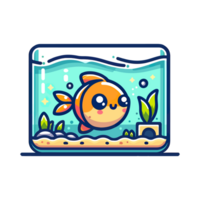 AI generated cartoon cute aquarium fish icon character png