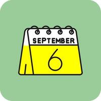 6to de septiembre lleno amarillo icono vector