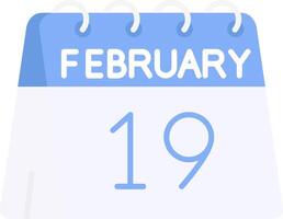 19th of February Flat Light Icon vector