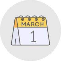1st of March Line Filled Light Circle Icon vector