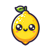 AI generated cartoon icon character cute lemon png