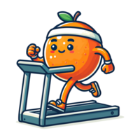 AI generated cartoon icon character healthy orange treadmill png