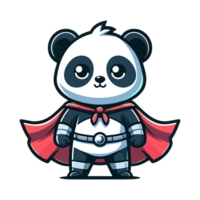 ai generato cartone animato carino panda eroe icona personaggio png