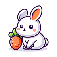 ai généré dessin animé icône personnage lapin et carotte png